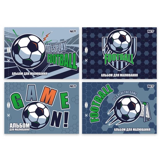 Альбом для малюв. на скобі 12/100 А4 з перфор. Football №130615/Yes/(8)(192)