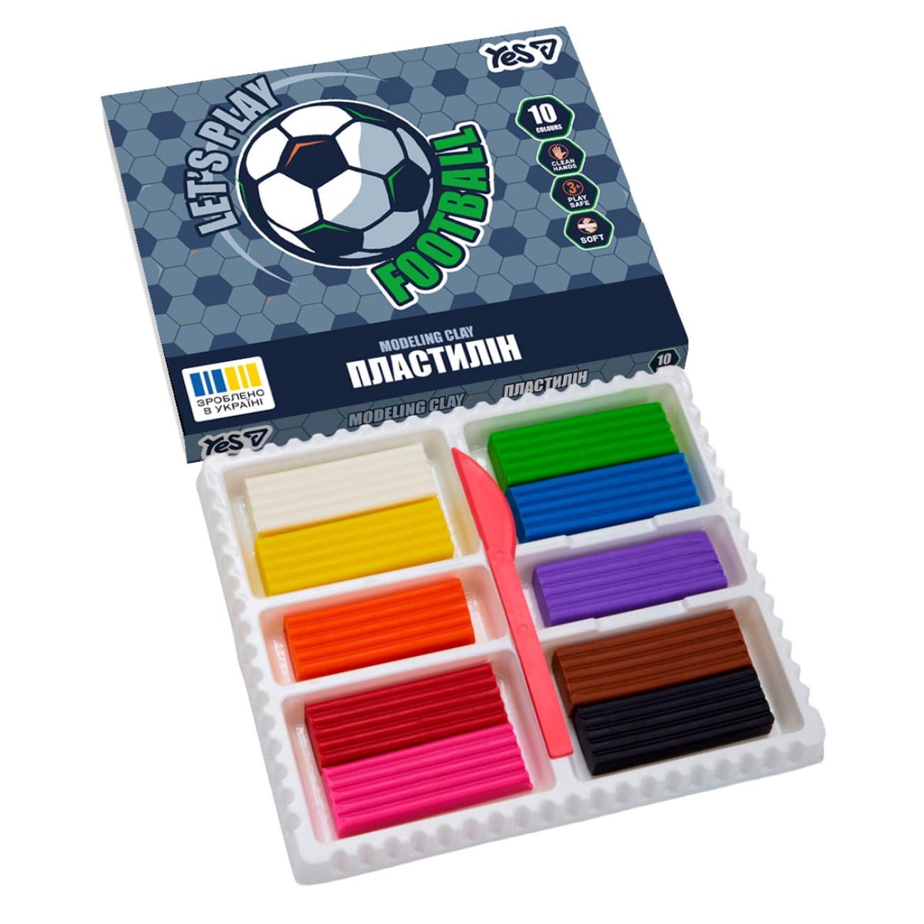 Пластилін "Yes" Football 10 кольор. 200гр №540713(14)