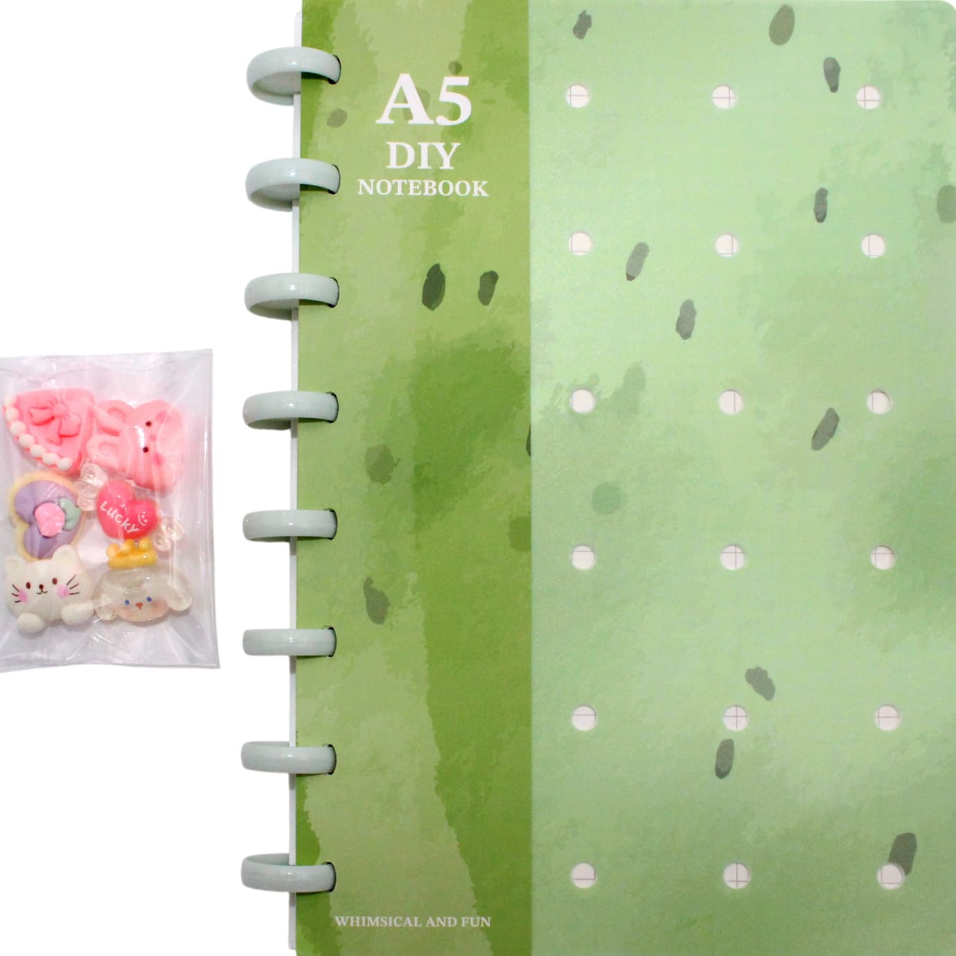 Блокнот пруж. А5 80арк. кліт. пласт. обкл. зелений "Diy Fun" 6аксес. №ZB.12201.4/Zibi/