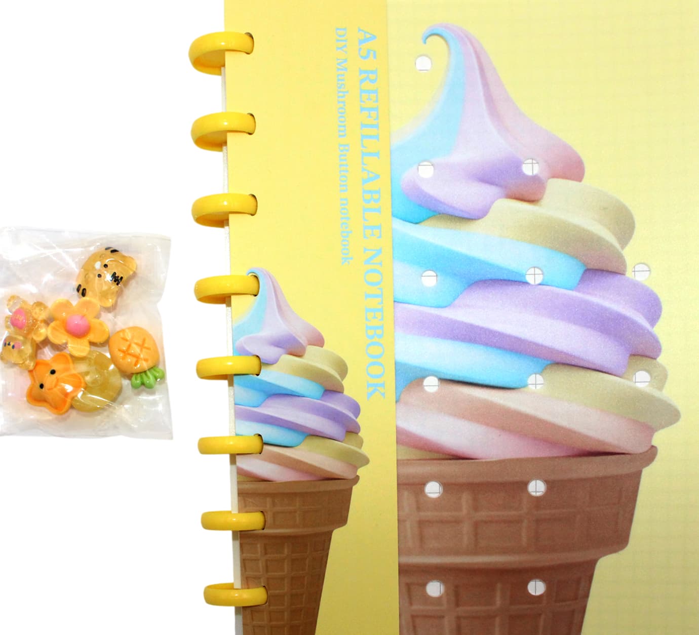 Блокнот пруж. А5 80арк. кліт. пласт. обкл. жовта "Diy Sweets" 6аксес. №ZB.12204.3/Zibi/