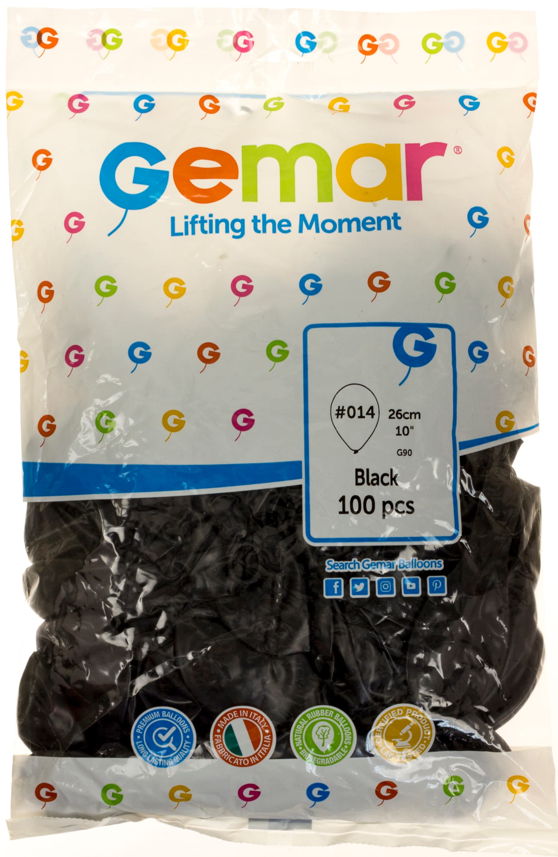 Кулька повітряна латексна 10"/26см чорна (100) №G90/09141