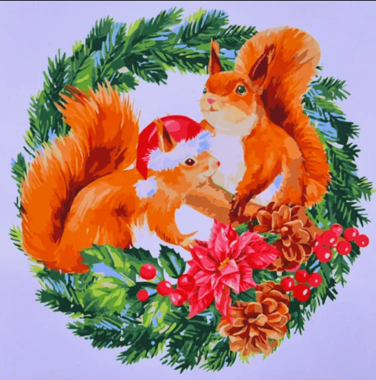 Картини по номерах "Зимові білочки" 40х40см №SK058/Strateg/(30)
