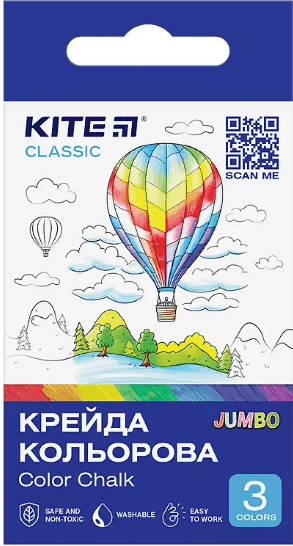 Крейда кольор. "Kite" №K-077 3кольор. Jumbo Classic(20)(120)