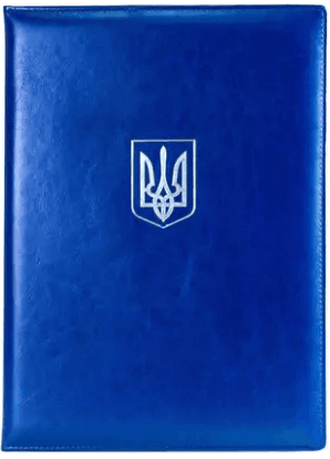 Папка А4 "Герб (трезубец)" с тисн. Nebraska тёмно-синяя (серебро) №O36047-24/Optima/(15)