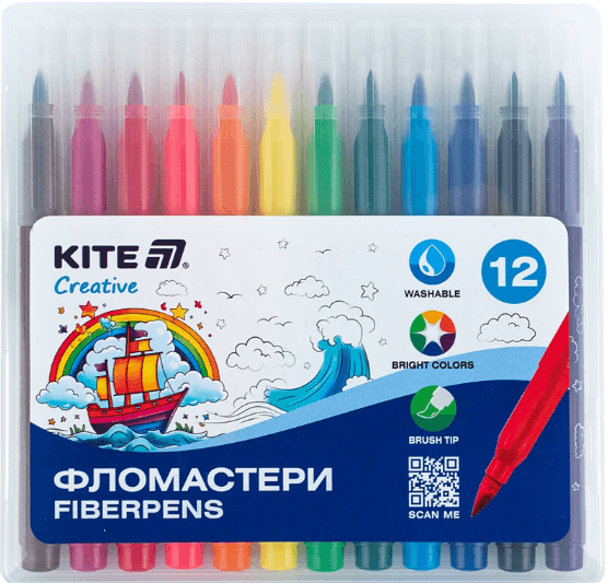 Фломастери двосторонні "Kite" 12шт/24кольор. Creative №K-1151(12)(96)