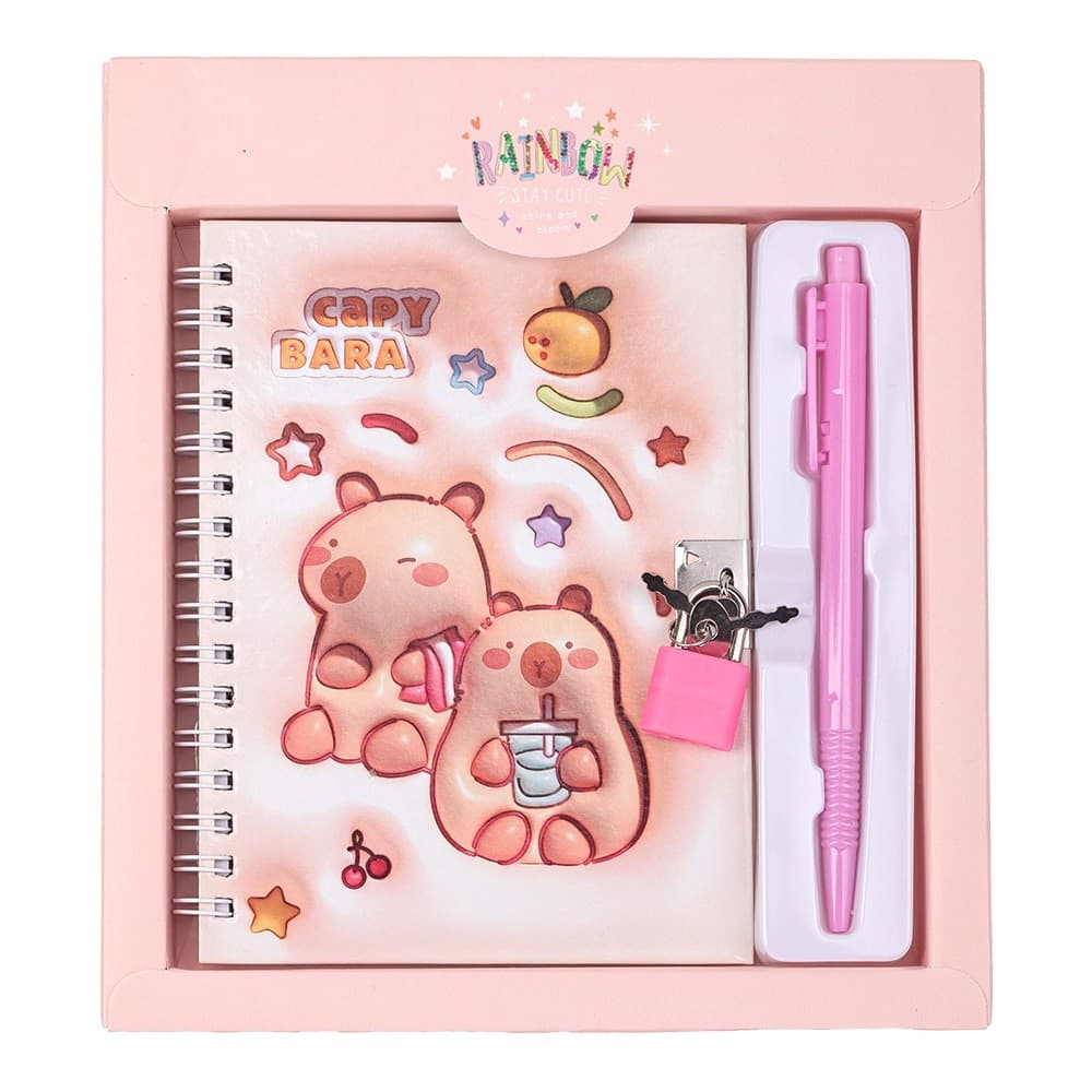Блокнот пруж. бок. А5 48арк. кліт. із замк. і ручк."Kids line. Capybara" №ZB.700011/Zibi/