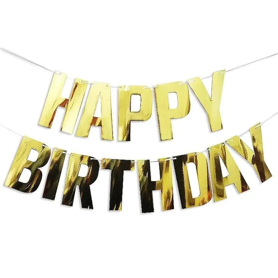 Гирлянда "Happy Birthday" печатные буквы золото №16223(12)