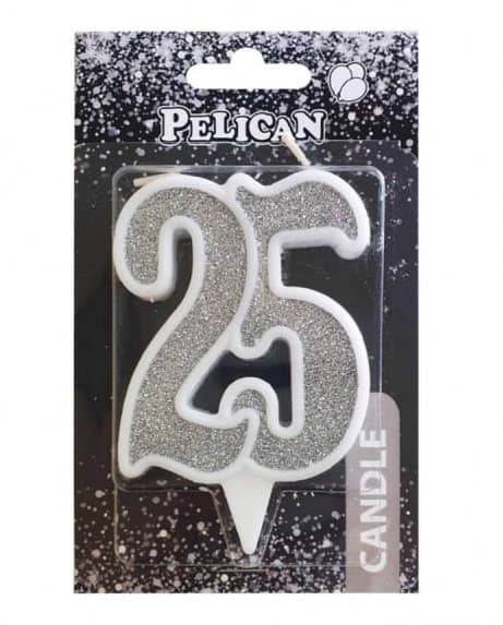 Свічка ювілейна "25" 7см срібло №867225/Pelican/(1)(32)