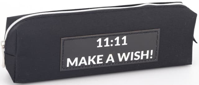 Пенал 1отд., б/н,на молнии "11:11 Make a Wish!" чёрный 1 №KJ4053/Мандарин/(48)