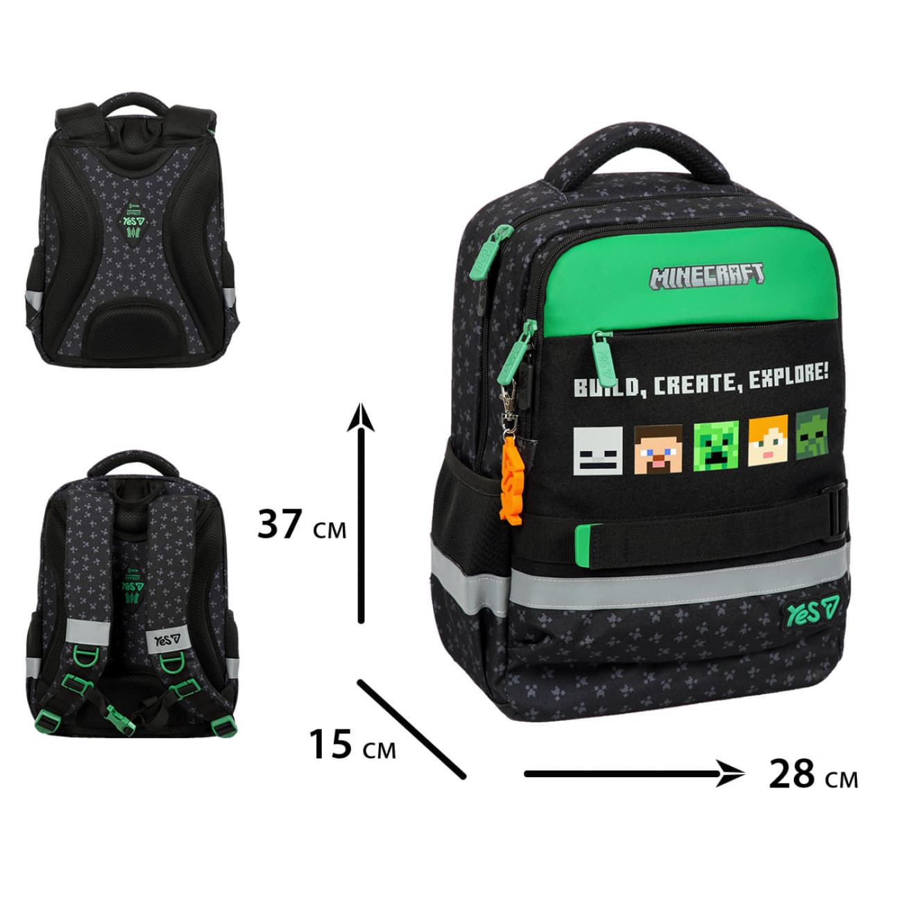 Рюкзак "Yes" S-52S Ergo Minecraft Reality 2від.,3карм.№550274