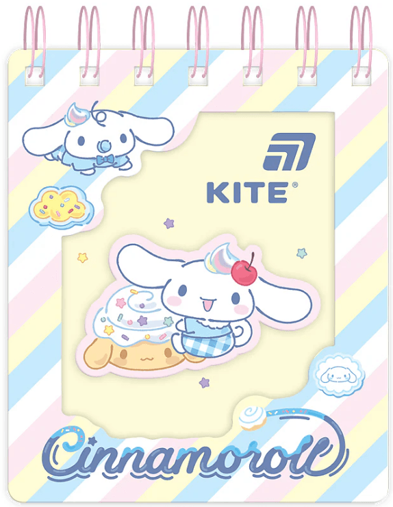 Блокнот пруж. А6 80л. клет. карт. обл. вырубка "Cinnamoroll" №CR26-276/Kite/